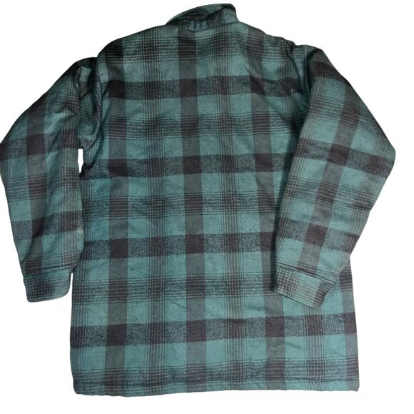 Vintage Osh Kosh Men's Plaid green flannel quilted lined outdoor jacket medium - Picture 4 of 8